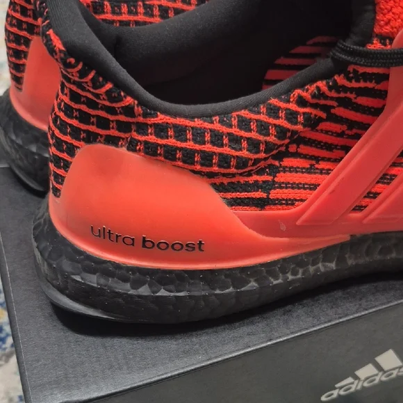 Adidas Mens Bright Red and Black Sneakers - Picture 4 of 6